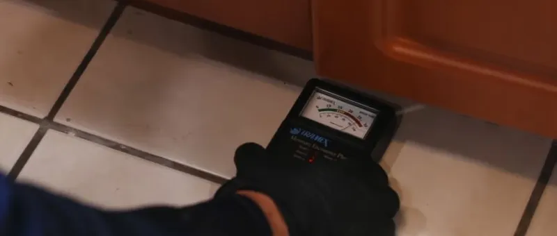 Moisture reader used to document accurate water damage restoration cost estimates in Garland, TX